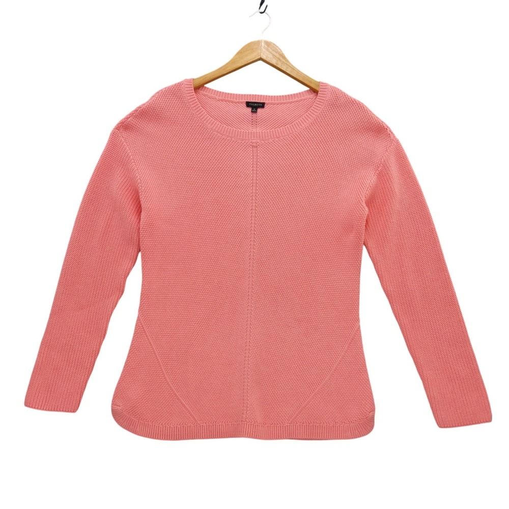 Talbots Pink Pima Cotton Sweater Sz M Crew Neck Long Sleeve‎